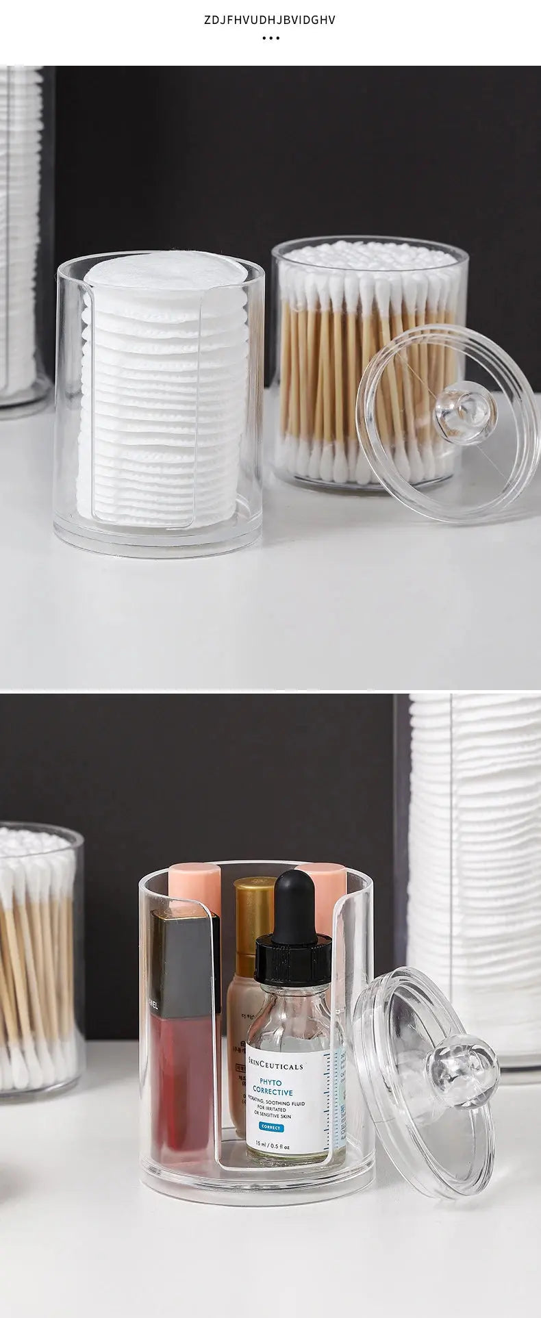 1pcs Acrylic Cotton Swab Makeup Organizer Cosmetics Storage Box Portable Make Up Cotton Pad Holder Container Storage Case - Femlinza