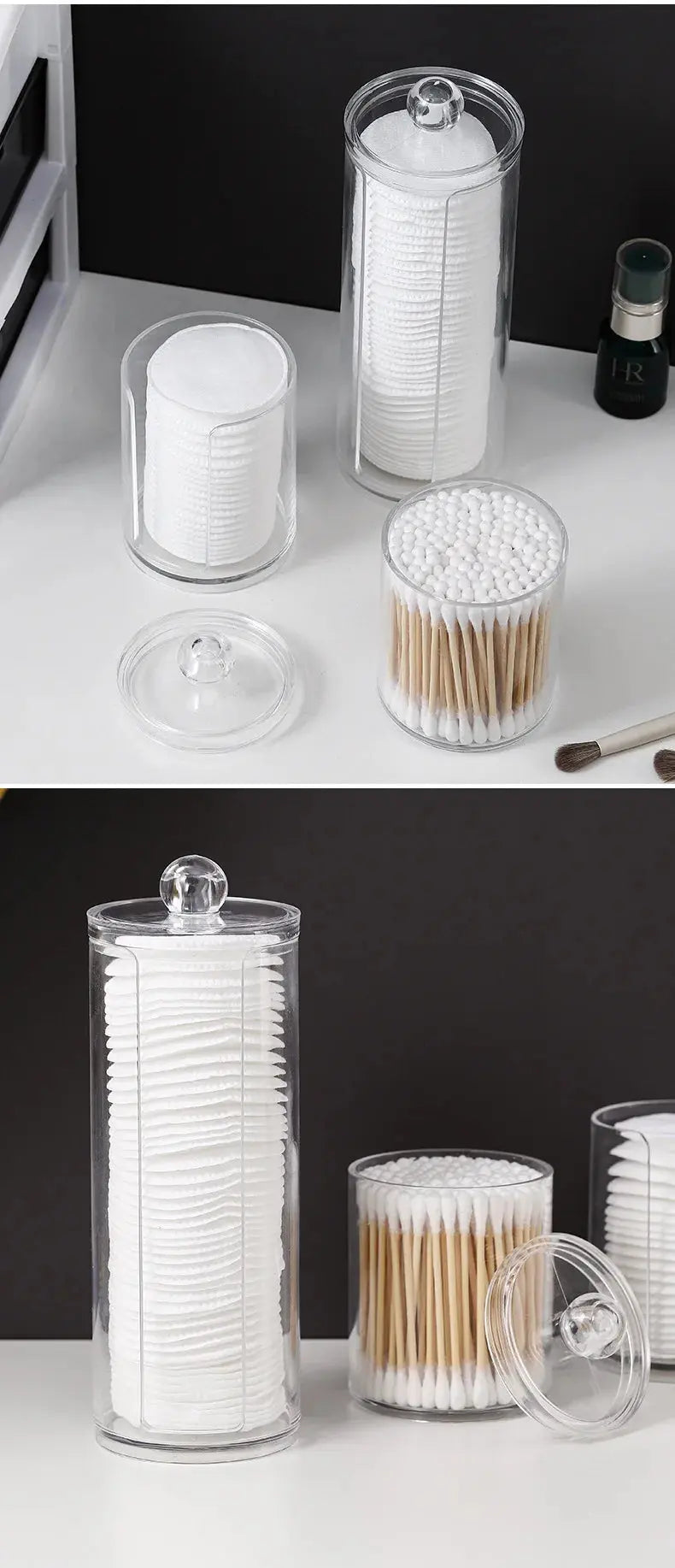 1pcs Acrylic Cotton Swab Makeup Organizer Cosmetics Storage Box Portable Make Up Cotton Pad Holder Container Storage Case - Femlinza