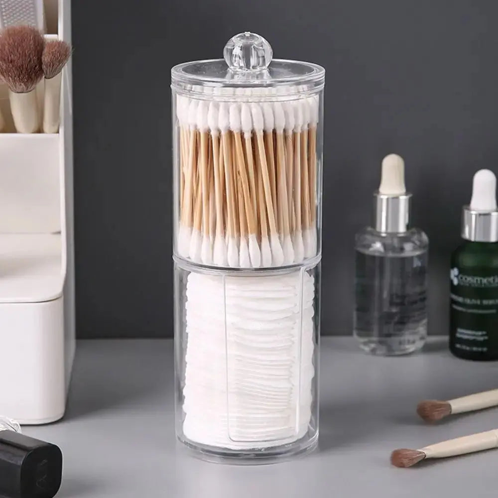 1pcs Acrylic Cotton Swab Makeup Organizer Cosmetics Storage Box Portable Make Up Cotton Pad Holder Container Storage Case - Femlinza