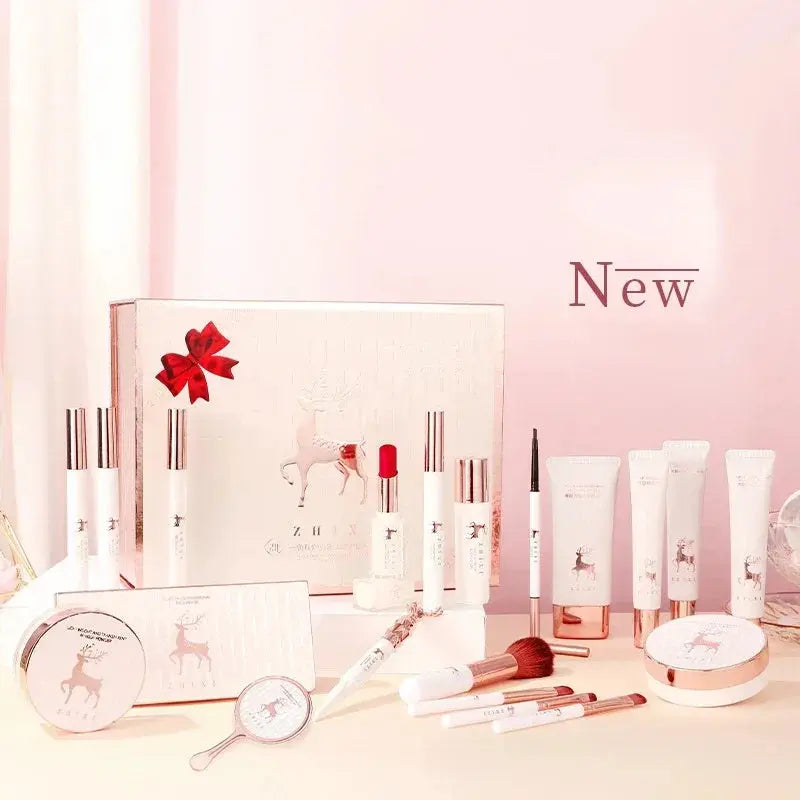 20-Piece Makeup Gift Box – Lipsticks, Eyeshadow & Skincare Set - Femlinza