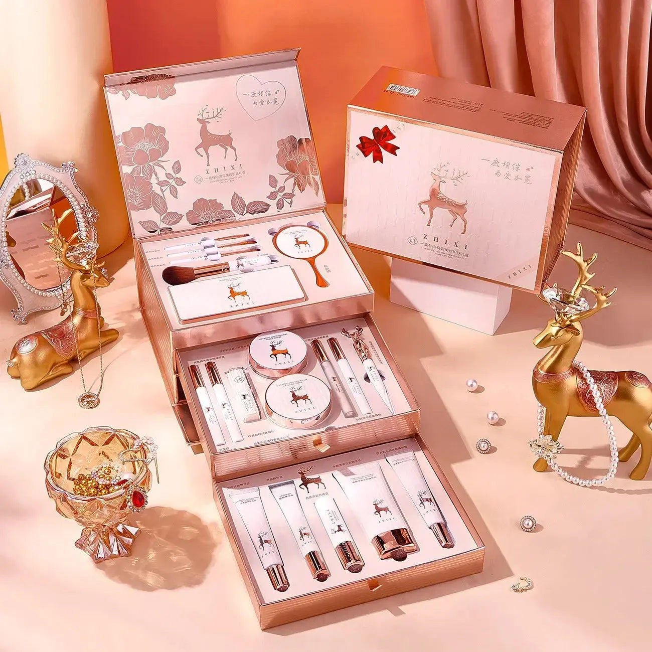 20-Piece Makeup Gift Box – Lipsticks, Eyeshadow & Skincare Set - Femlinza