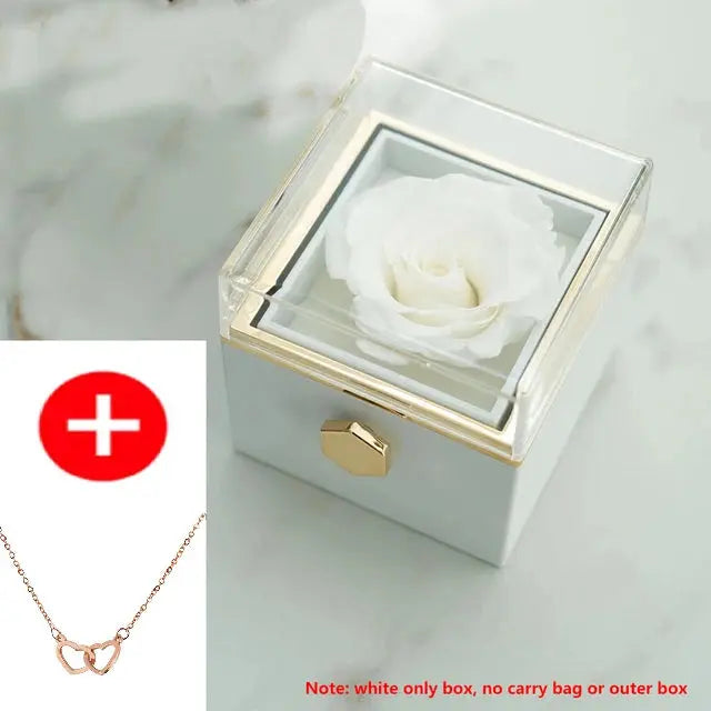 2024 New Valentine's Day Gift  Custom for Women Double Heart Engraved Name Steel Necklace Eternal Rose Box Wedding Ring Box - Femlinza