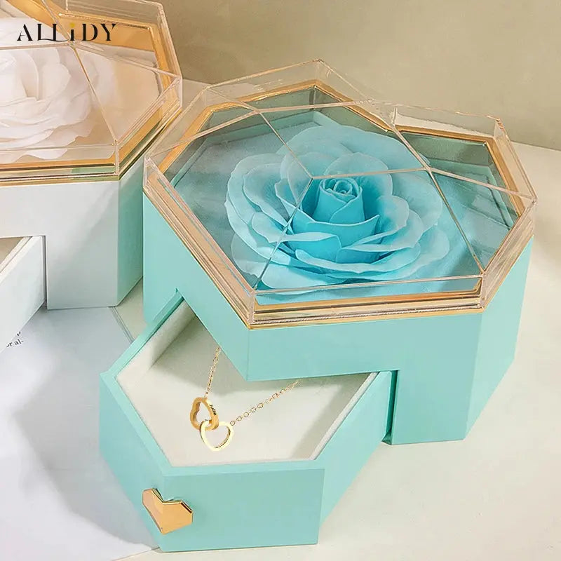 2025 New Mother's Day Gift for Women Customize Name Heart Necklace Rose Jewelry Box Birthday Valentine's Day Teachers' Day Gifts - Femlinza