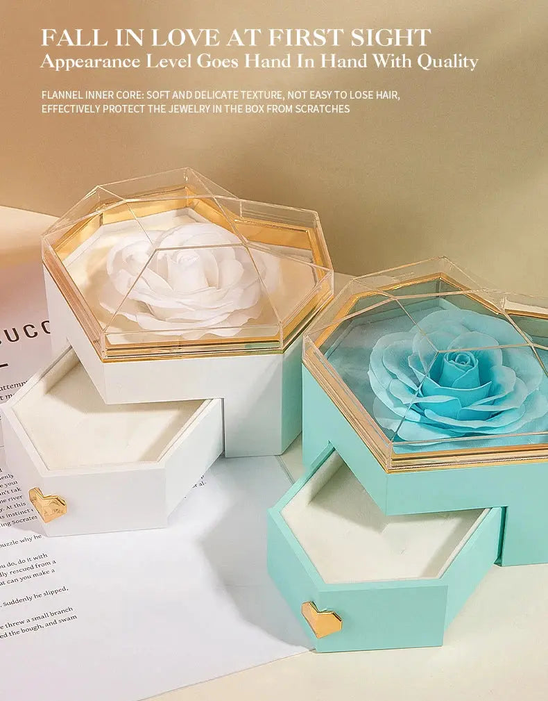 2025 New Mother's Day Gift for Women Customize Name Heart Necklace Rose Jewelry Box Birthday Valentine's Day Teachers' Day Gifts - Femlinza