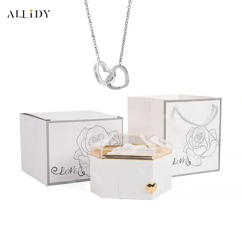 2025 New Mother's Day Gift for Women Customize Name Heart Necklace Rose Jewelry Box Birthday Valentine's Day Teachers' Day Gifts - Femlinza