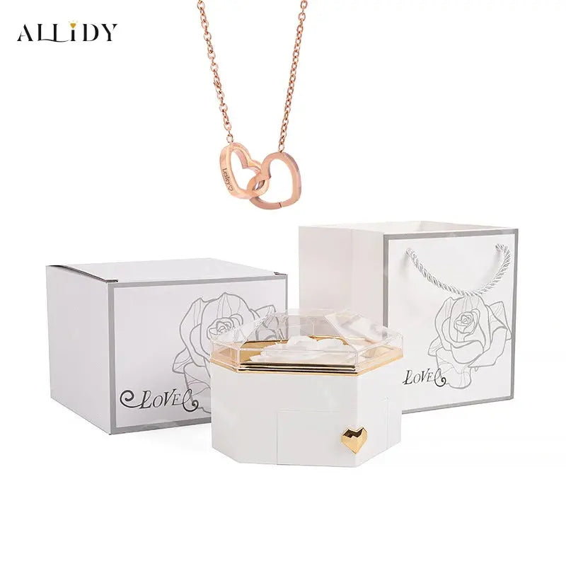 2025 New Mother's Day Gift for Women Customize Name Heart Necklace Rose Jewelry Box Birthday Valentine's Day Teachers' Day Gifts - Femlinza