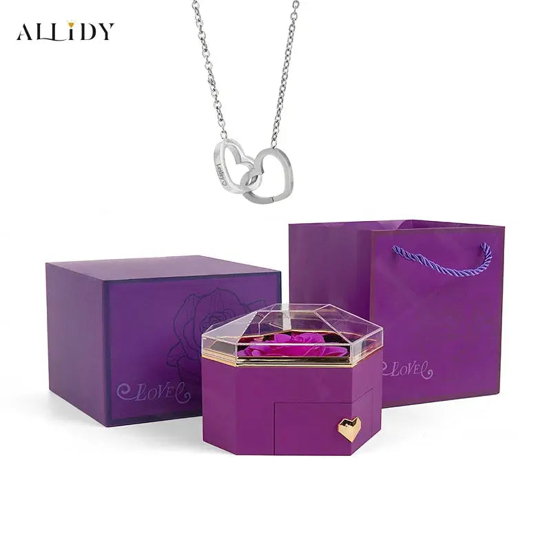 2025 New Mother's Day Gift for Women Customize Name Heart Necklace Rose Jewelry Box Birthday Valentine's Day Teachers' Day Gifts - Femlinza