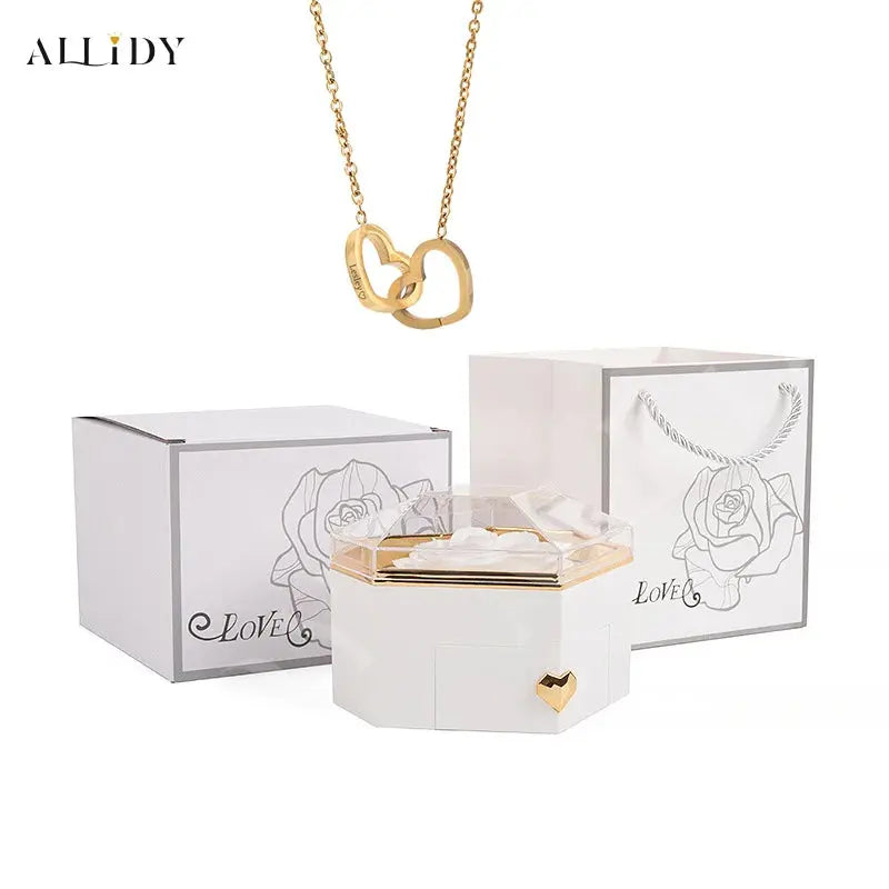 2025 New Mother's Day Gift for Women Customize Name Heart Necklace Rose Jewelry Box Birthday Valentine's Day Teachers' Day Gifts - Femlinza