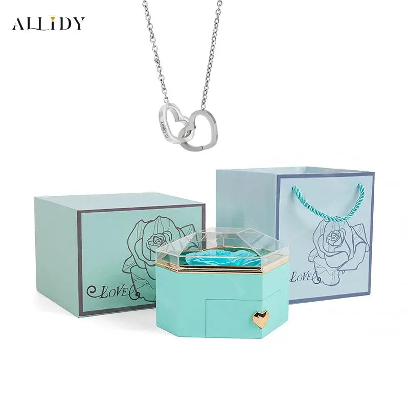 2025 New Mother's Day Gift for Women Customize Name Heart Necklace Rose Jewelry Box Birthday Valentine's Day Teachers' Day Gifts - Femlinza