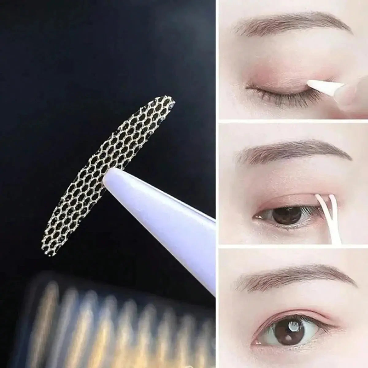 240Pcs Invisible Double Fold Eyelid Tape Sticker Lace Nature Clear Beige Stripe Self-adhesive Natural Eye Makeup With Tools - Femlinza