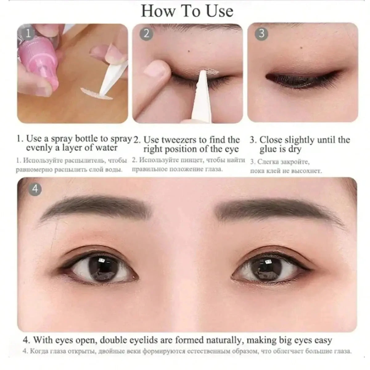 240Pcs Invisible Double Fold Eyelid Tape Sticker Lace Nature Clear Beige Stripe Self-adhesive Natural Eye Makeup With Tools - Femlinza