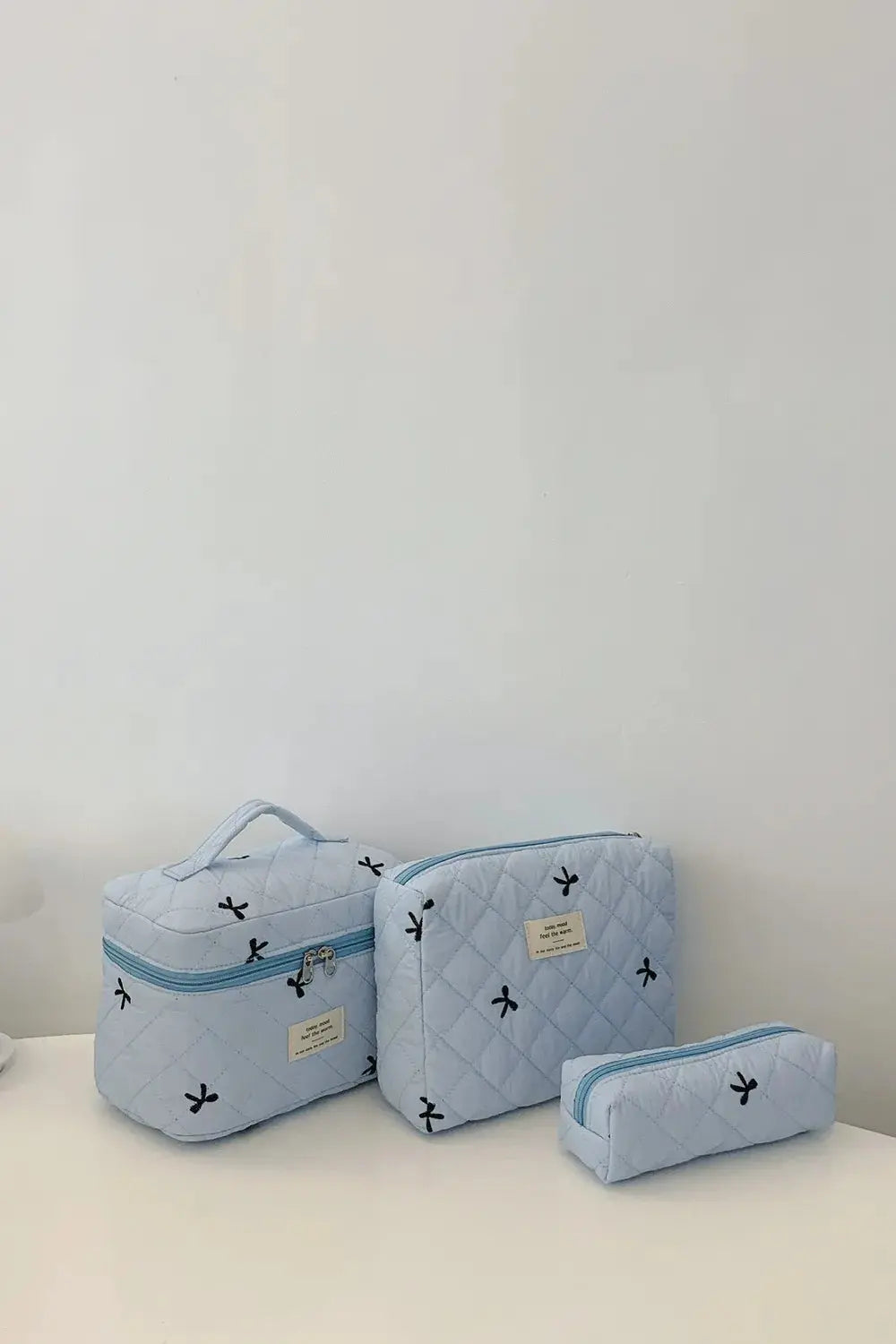 3 Piece Bow Quilted Cloth Storage Bag Set - Femlinza