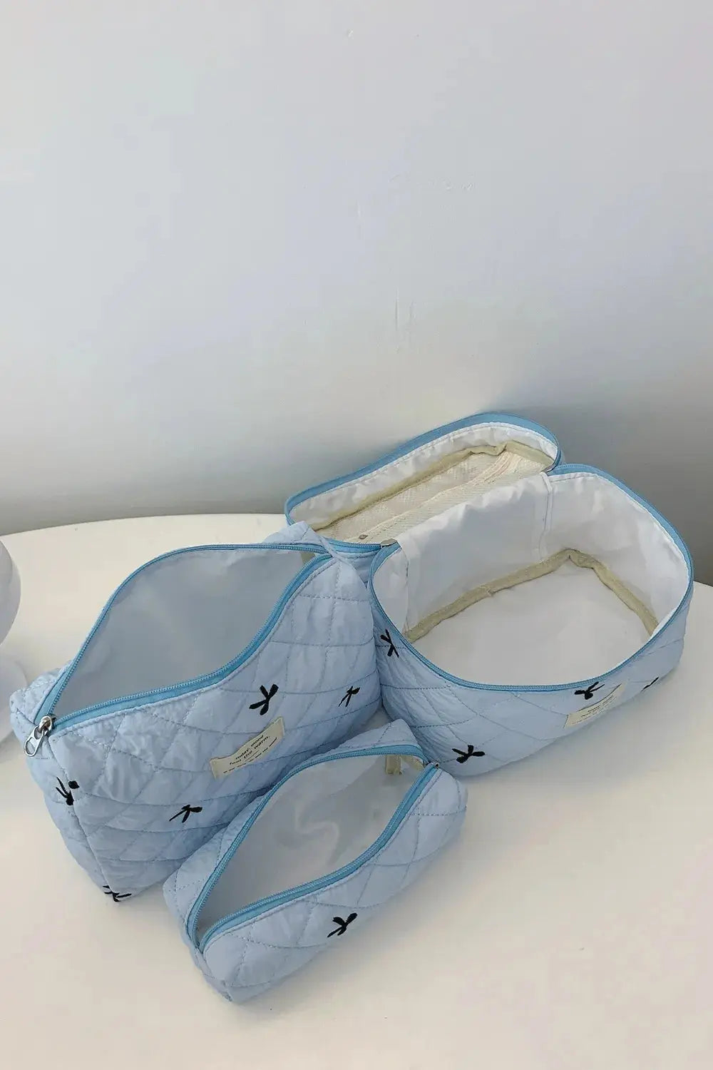 3 Piece Bow Quilted Cloth Storage Bag Set - Femlinza