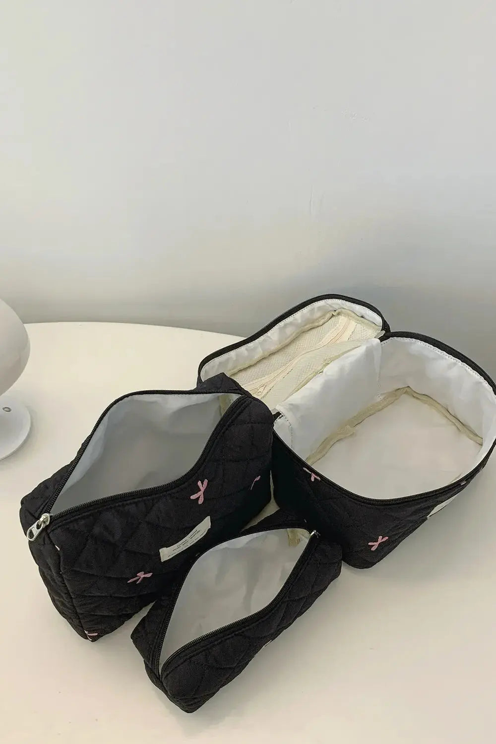 3 Piece Bow Quilted Cloth Storage Bag Set - Femlinza
