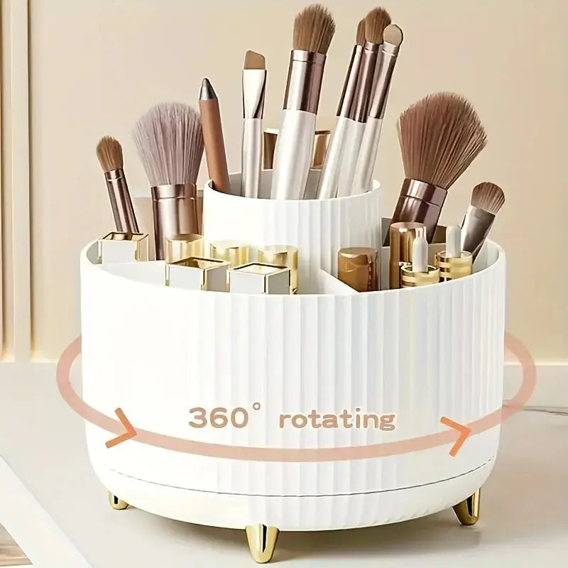 360-degree Rotating Cosmetic Storage Box -cosmetic Storage Box with 5 Compartments - Multi-functional Storage Box for Brushes - Femlinza