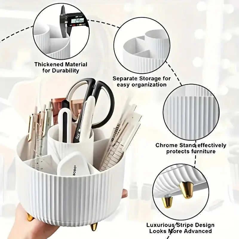 360-degree Rotating Cosmetic Storage Box -cosmetic Storage Box with 5 Compartments - Multi-functional Storage Box for Brushes - Femlinza