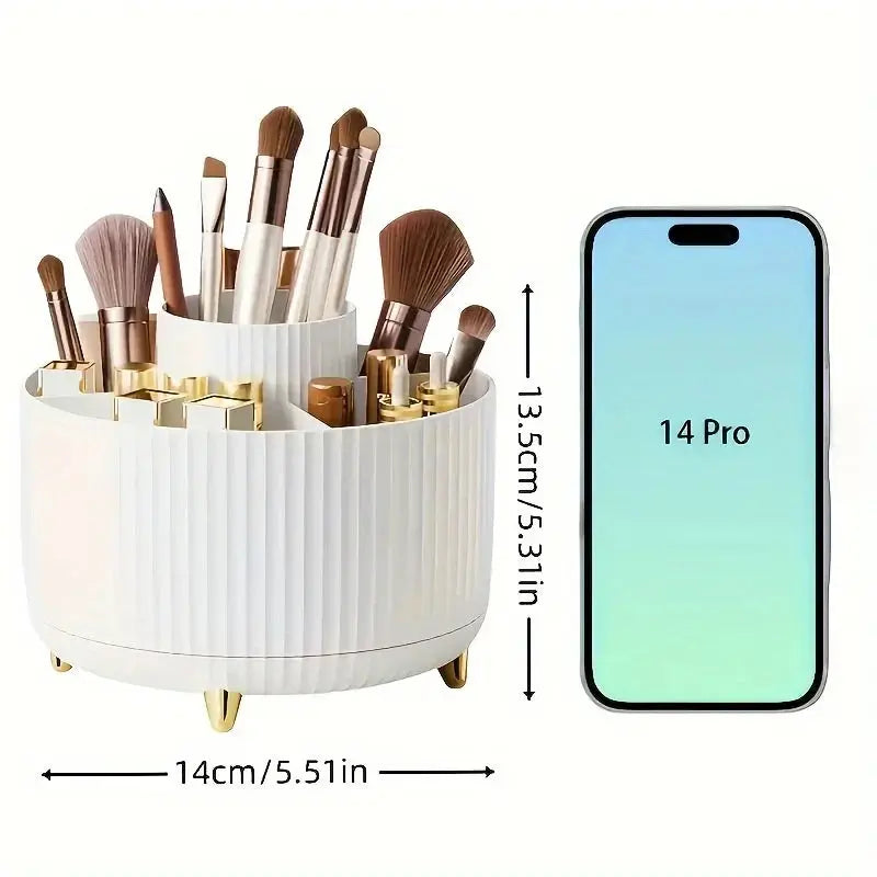 360-degree Rotating Cosmetic Storage Box -cosmetic Storage Box with 5 Compartments - Multi-functional Storage Box for Brushes - Femlinza
