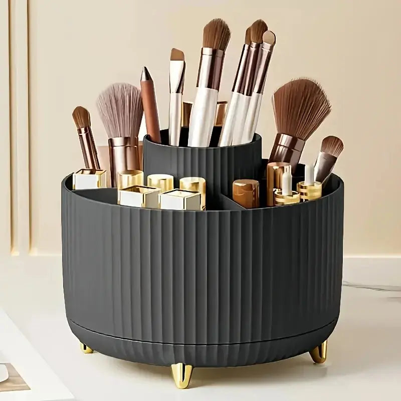 360-degree Rotating Cosmetic Storage Box -cosmetic Storage Box with 5 Compartments - Multi-functional Storage Box for Brushes - Femlinza