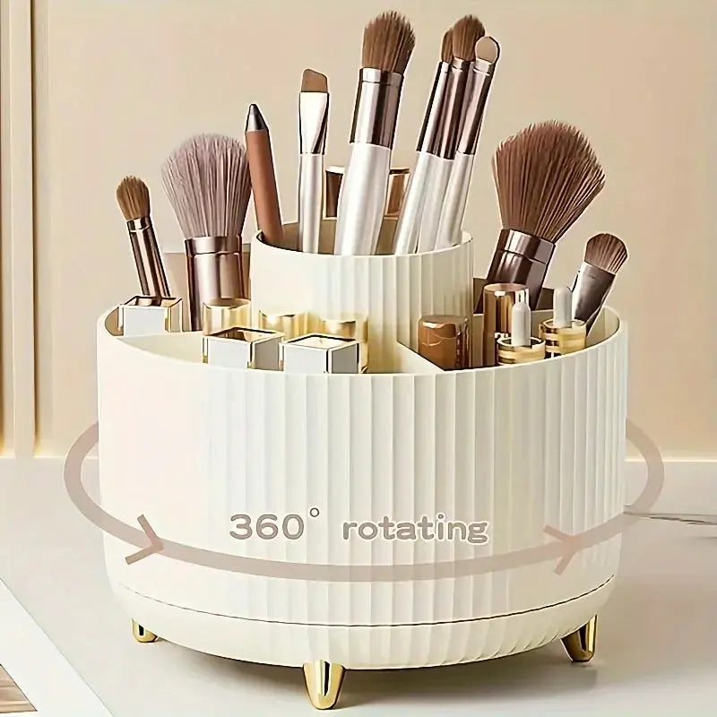 360-degree Rotating Cosmetic Storage Box -cosmetic Storage Box with 5 Compartments - Multi-functional Storage Box for Brushes - Femlinza