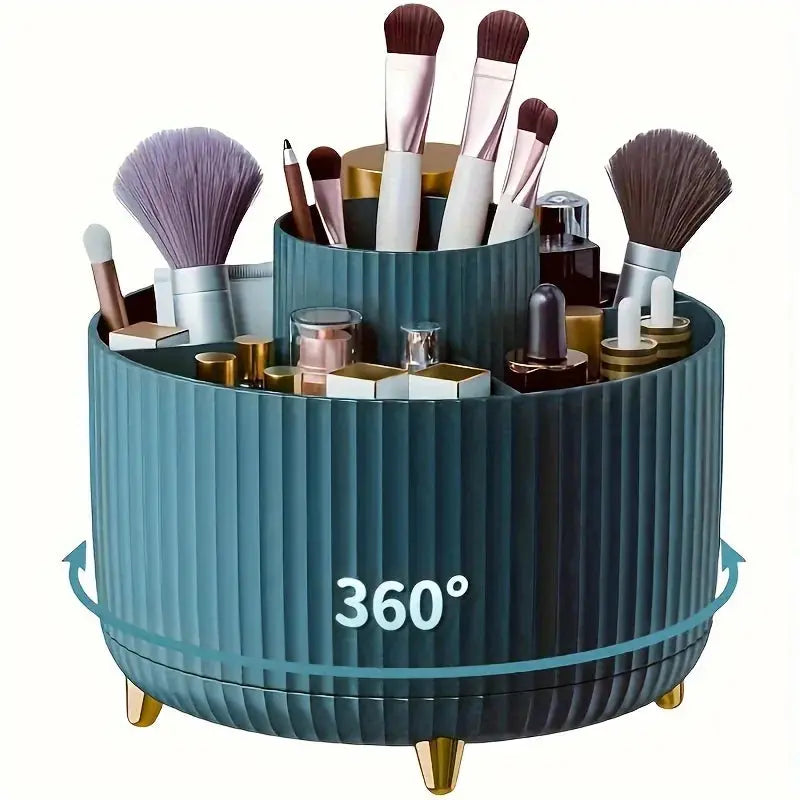 360-degree Rotating Cosmetic Storage Box -cosmetic Storage Box with 5 Compartments - Multi-functional Storage Box for Brushes - Femlinza