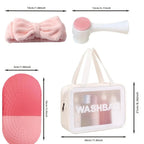 4-Piece Beauty Tool Gift Set – Ice Roller, Headband, Makeup Bag & Cleansing Brush - Femlinza