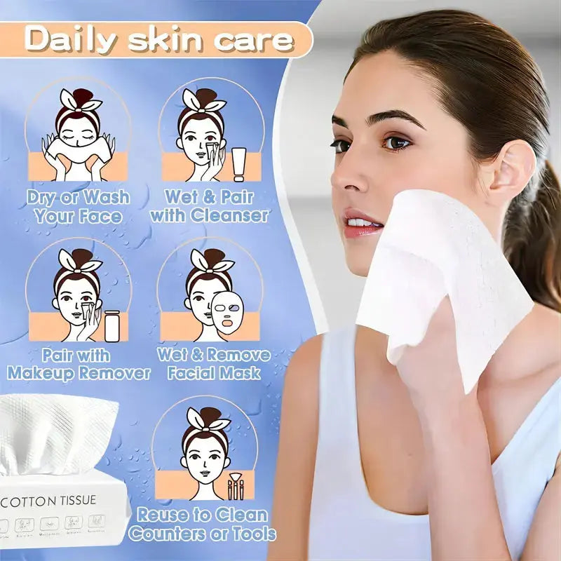 50pcs Disposable Face Wash Towel Extractable Cotton Soft Towel Cotton Beauty Salon Cleansing Face Wipe Towel Towel - Femlinza