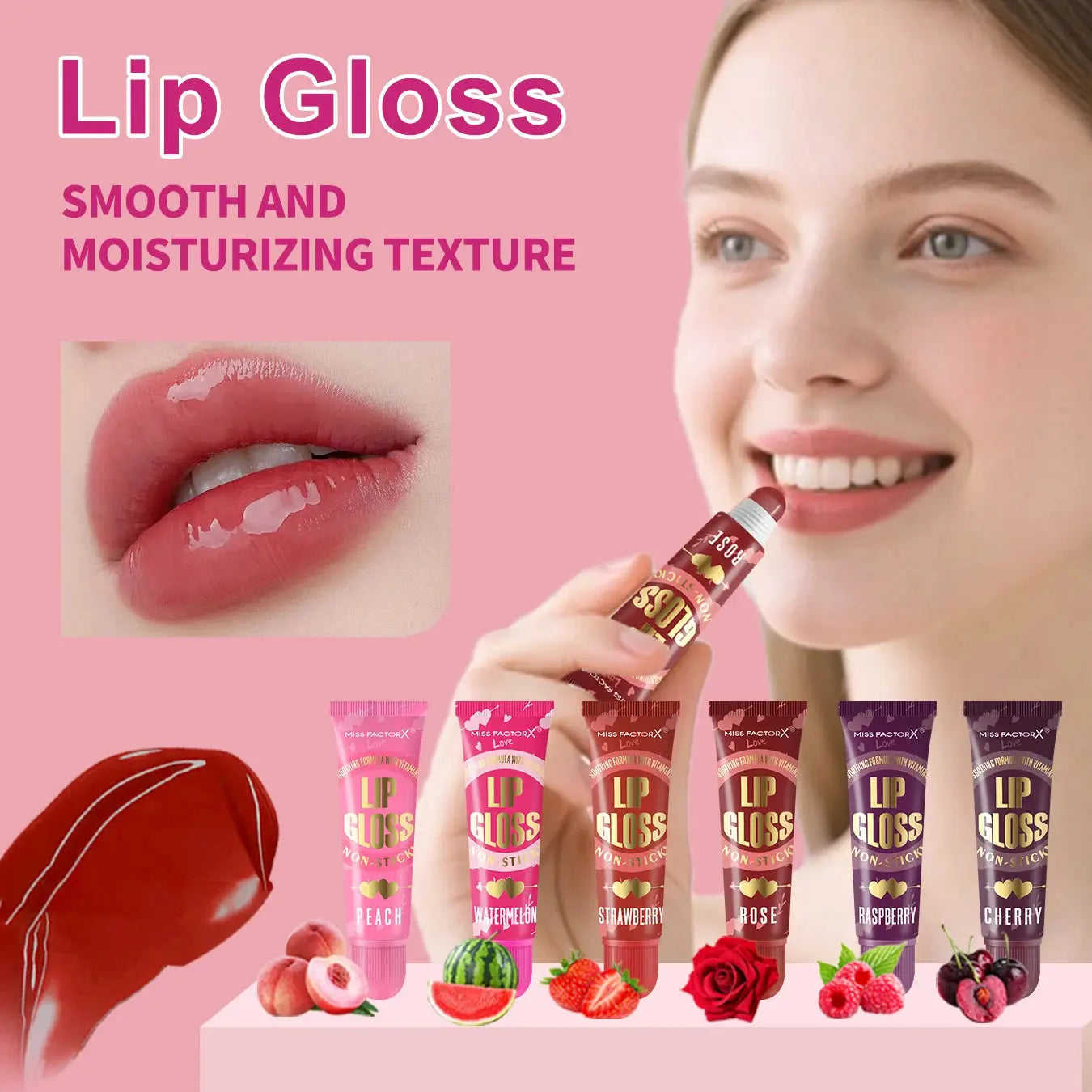 6 sets/box women's exclusive gift set -6 color lipstick+6 color lipstick+6 red gift gauze bag+red thank you card - Femlinza