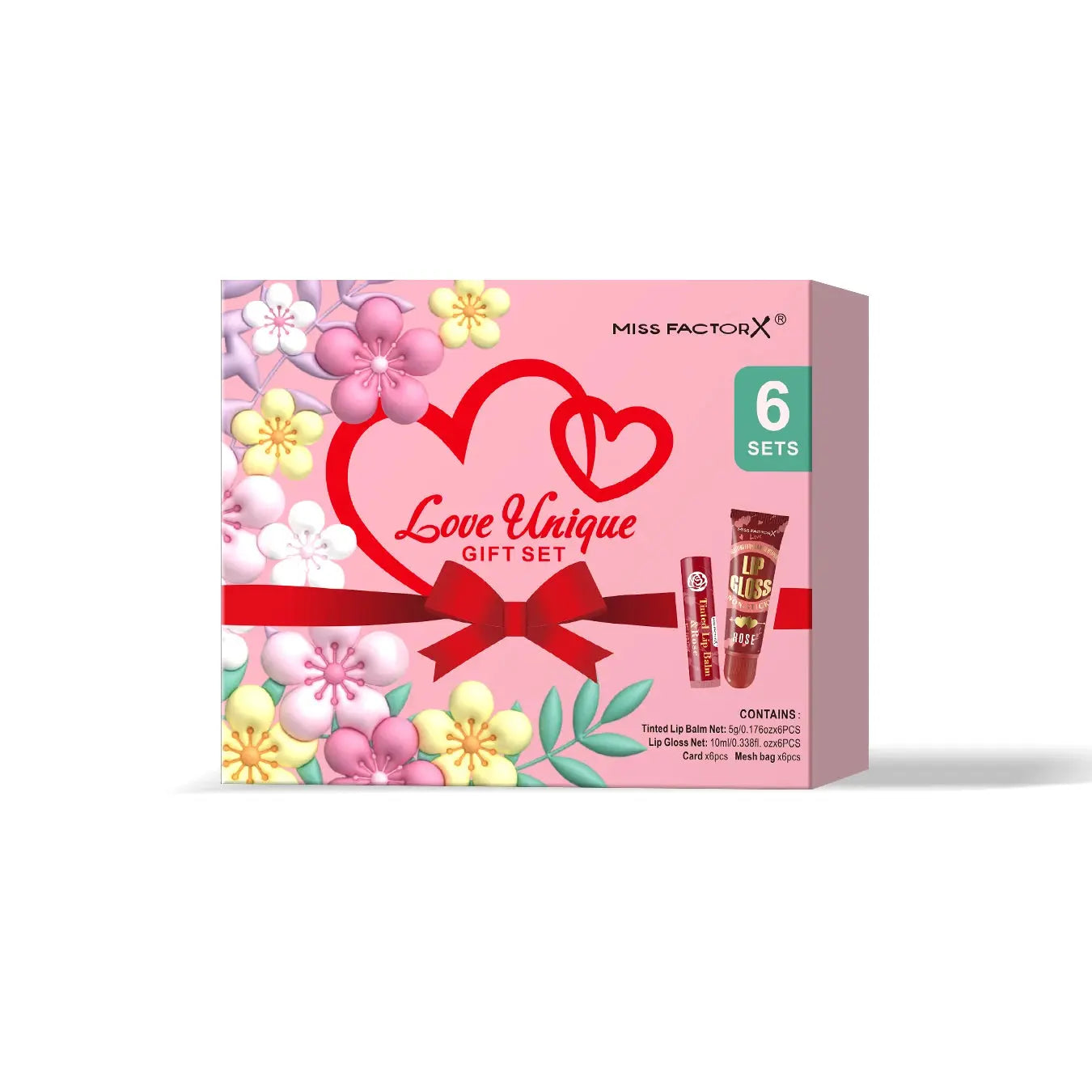 6 sets/box women's exclusive gift set -6 color lipstick+6 color lipstick+6 red gift gauze bag+red thank you card - Femlinza