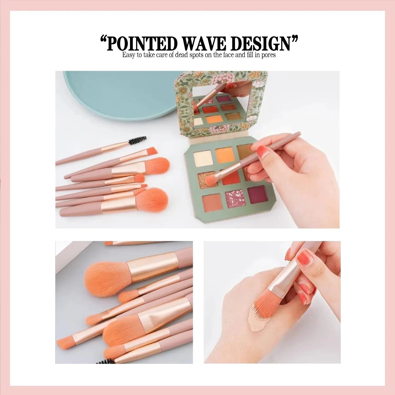 8Pcs Makeup Brush Set – Soft Fluffy Kabuki Brushes for Foundation, Blush, Powder & Eyeshadow, DIY, Certified, Travel-Size - Femlinza