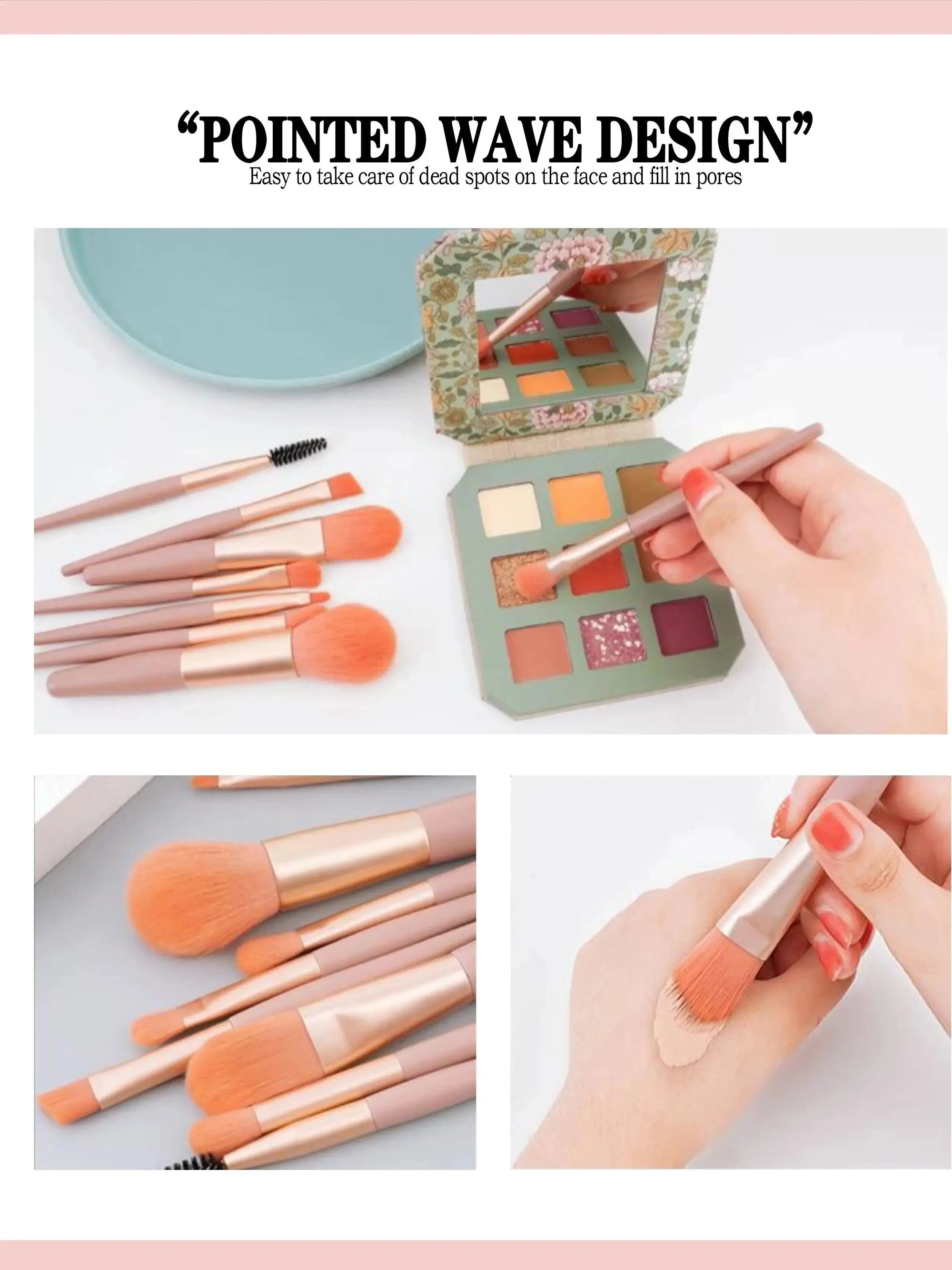8Pcs Makeup Brush Set – Soft Fluffy Kabuki Brushes for Foundation, Blush, Powder & Eyeshadow, DIY, Certified, Travel-Size - Femlinza