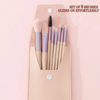 8Pcs Makeup Brush Set – Soft Fluffy Kabuki Brushes for Foundation, Blush, Powder & Eyeshadow, DIY, Certified, Travel-Size - Femlinza