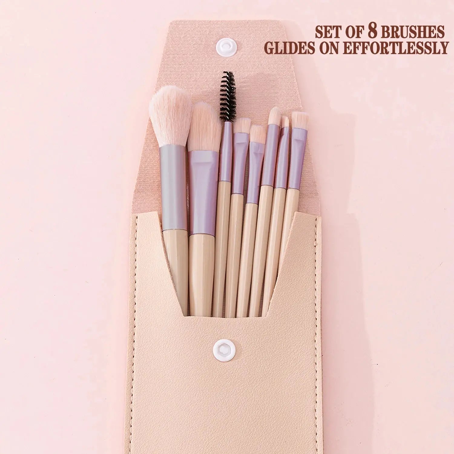 8Pcs Makeup Brush Set – Soft Fluffy Kabuki Brushes for Foundation, Blush, Powder & Eyeshadow, DIY, Certified, Travel-Size - Femlinza