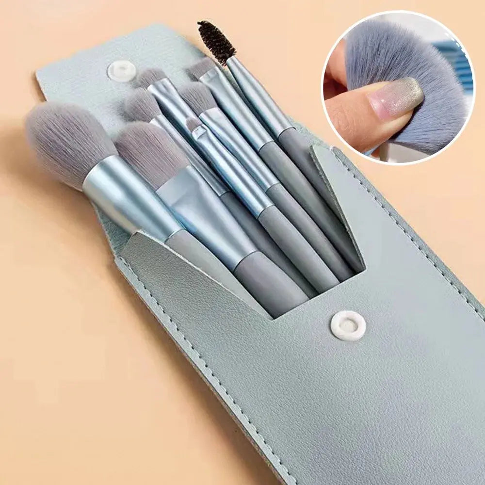 8Pcs Makeup Brush Set – Soft Fluffy Kabuki Brushes for Foundation, Blush, Powder & Eyeshadow, DIY, Certified, Travel-Size - Femlinza