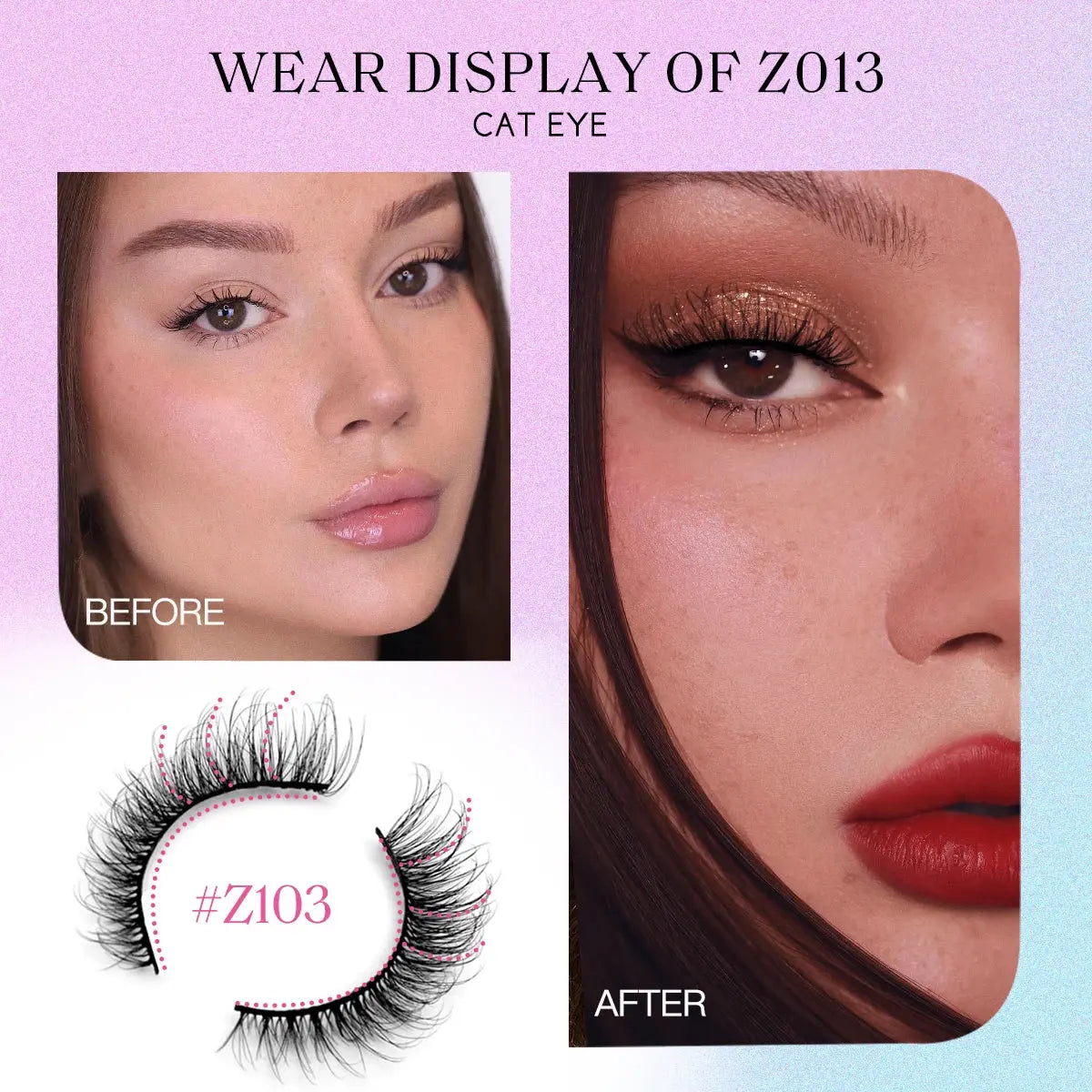 GROINNEYA Natural Cat Eye 3D Mink Lashes – Winged Short Strip Eyelashes - Femlinza