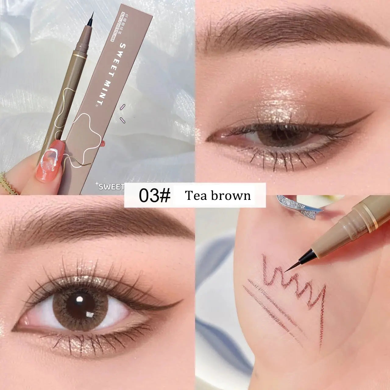 ZUOFILY Tea Brown Liquid Eyeliner & Shadow Pen – Waterproof Matte & Glitter Eye Makeup - Femlinza