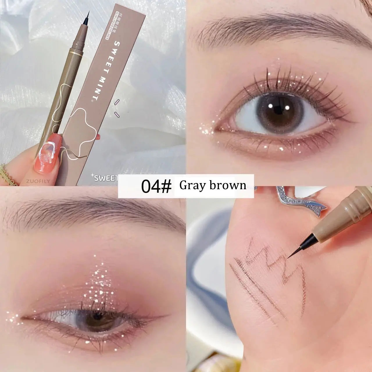 ZUOFILY Tea Brown Liquid Eyeliner & Shadow Pen – Waterproof Matte & Glitter Eye Makeup - Femlinza