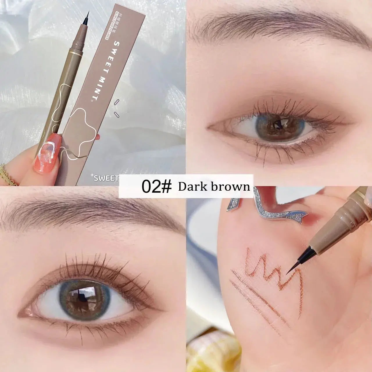 Liquid Eyeliner Lying Silkworm Pen Matte Shadow Long-lasting Waterproof Quick-dry Tea Brown Pen Glitter Eye Makeup Beauty Tools - Femlinza