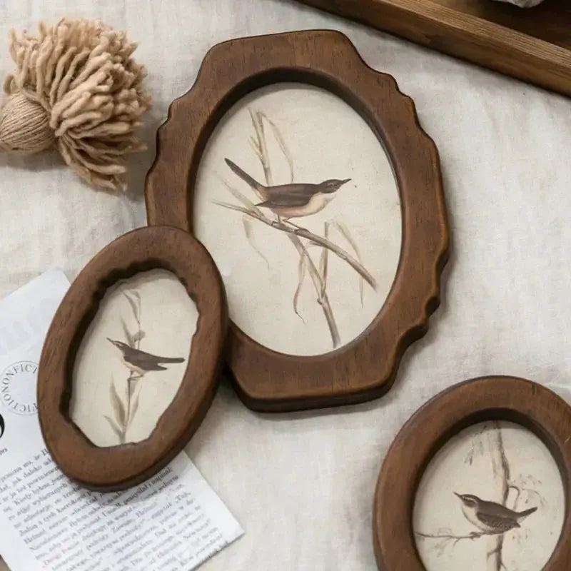 Antique Bird Wall Frame – French Vintage Wooden Hanging Décor - Femlinza