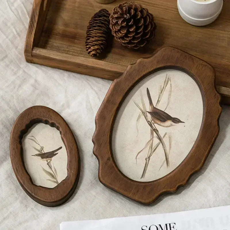 Antique Bird Wall Frame – French Vintage Wooden Hanging Décor - Femlinza