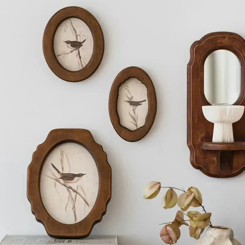 Antique Bird Wall Frame – French Vintage Wooden Hanging Décor - Femlinza