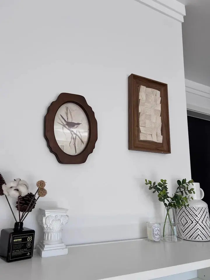 Antique Bird Wall Frame – French Vintage Wooden Hanging Décor - Femlinza