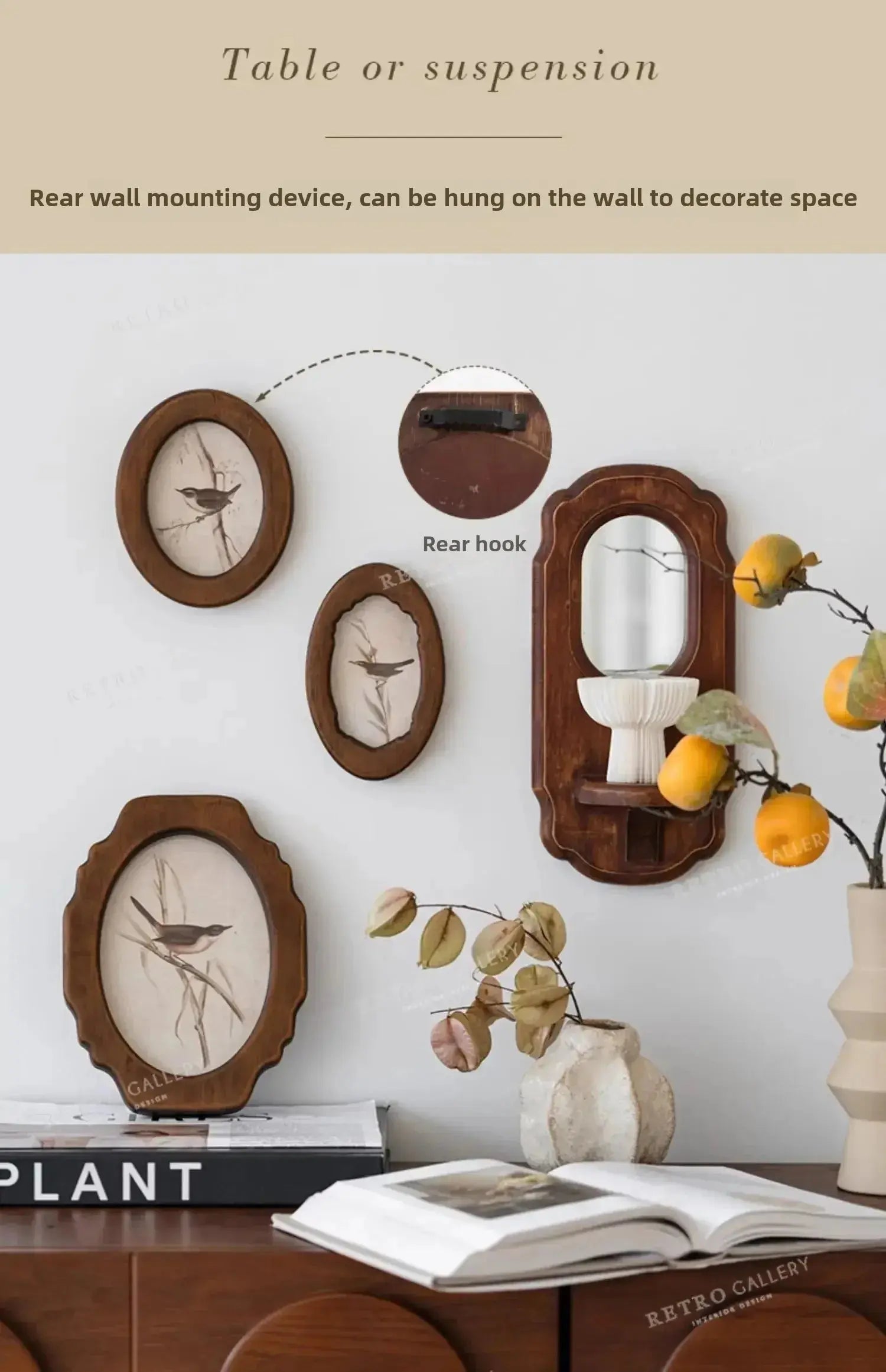 Antique Bird Wall Frame – French Vintage Wooden Hanging Décor - Femlinza
