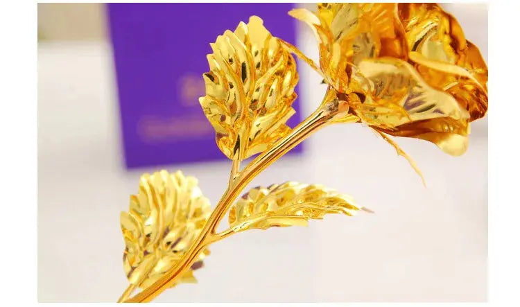 Best Gift For Girlfriend Golden Rose Wedding Decoration Golden Flower Valentine's Day Gift Gold Rose Gold Flower with Box  -15 - Femlinza