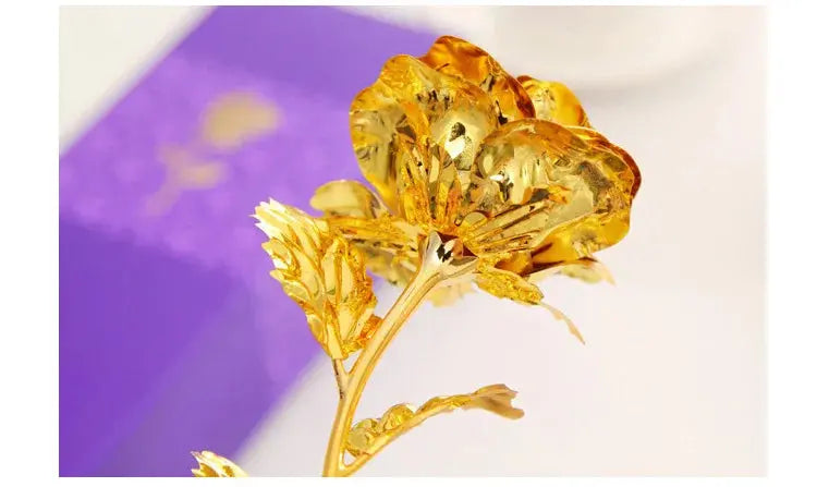 Best Gift For Girlfriend Golden Rose Wedding Decoration Golden Flower Valentine's Day Gift Gold Rose Gold Flower with Box  -15 - Femlinza