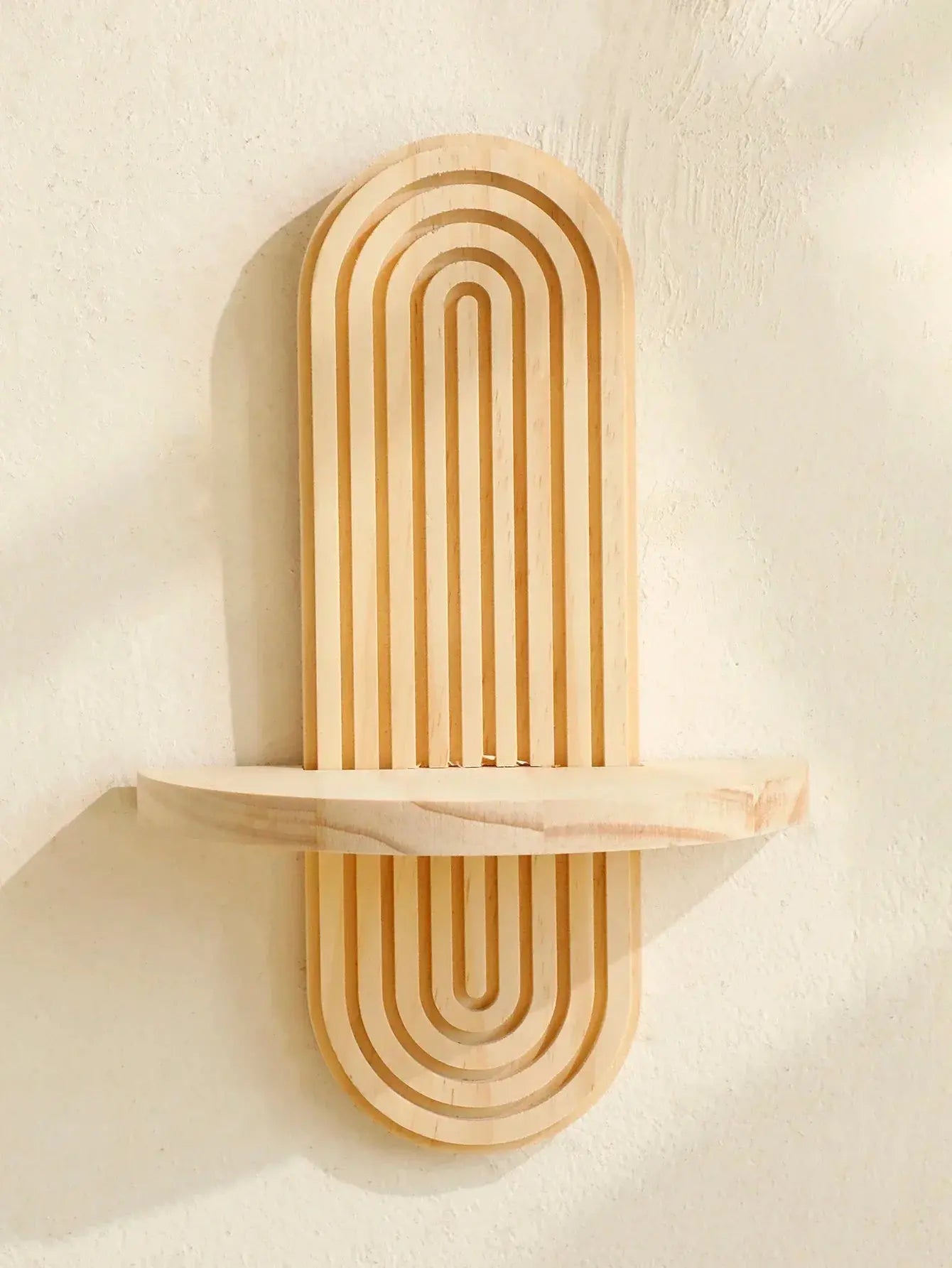 Boho Wooden Wall Mounted Storage Rack – Modern Decorative Display Shelves - Femlinza