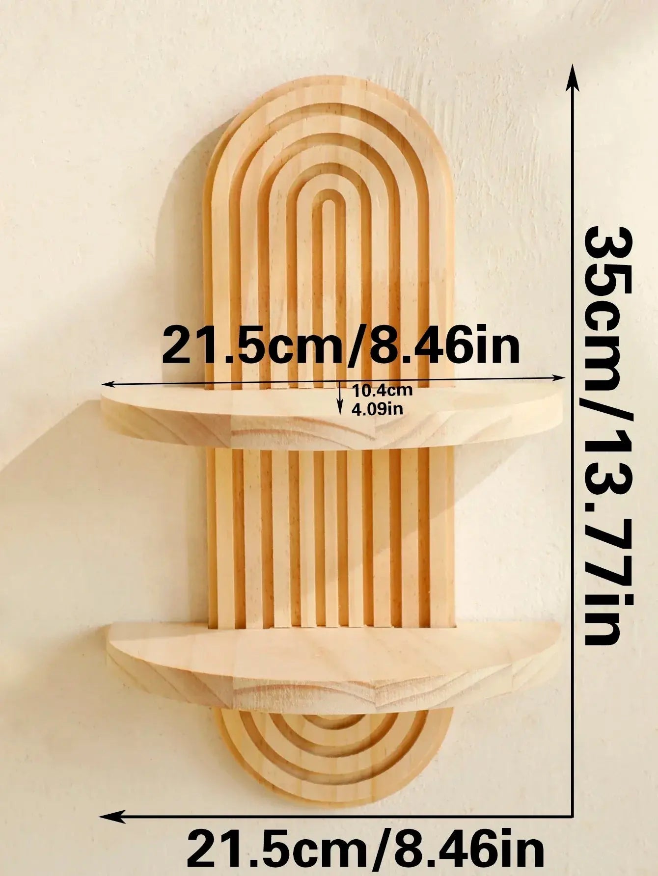 Boho Wooden Wall Mounted Storage Rack – Modern Decorative Display Shelves - Femlinza