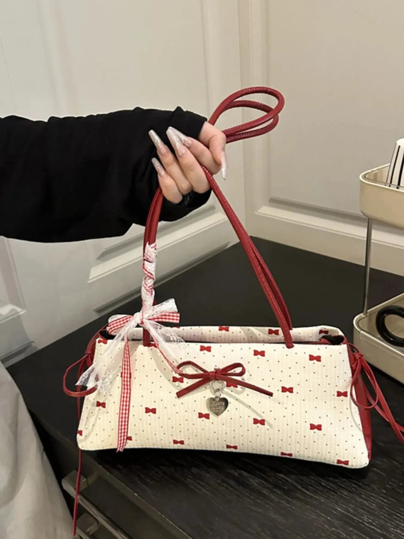 Bow Print Shoulder Bag - Femlinza