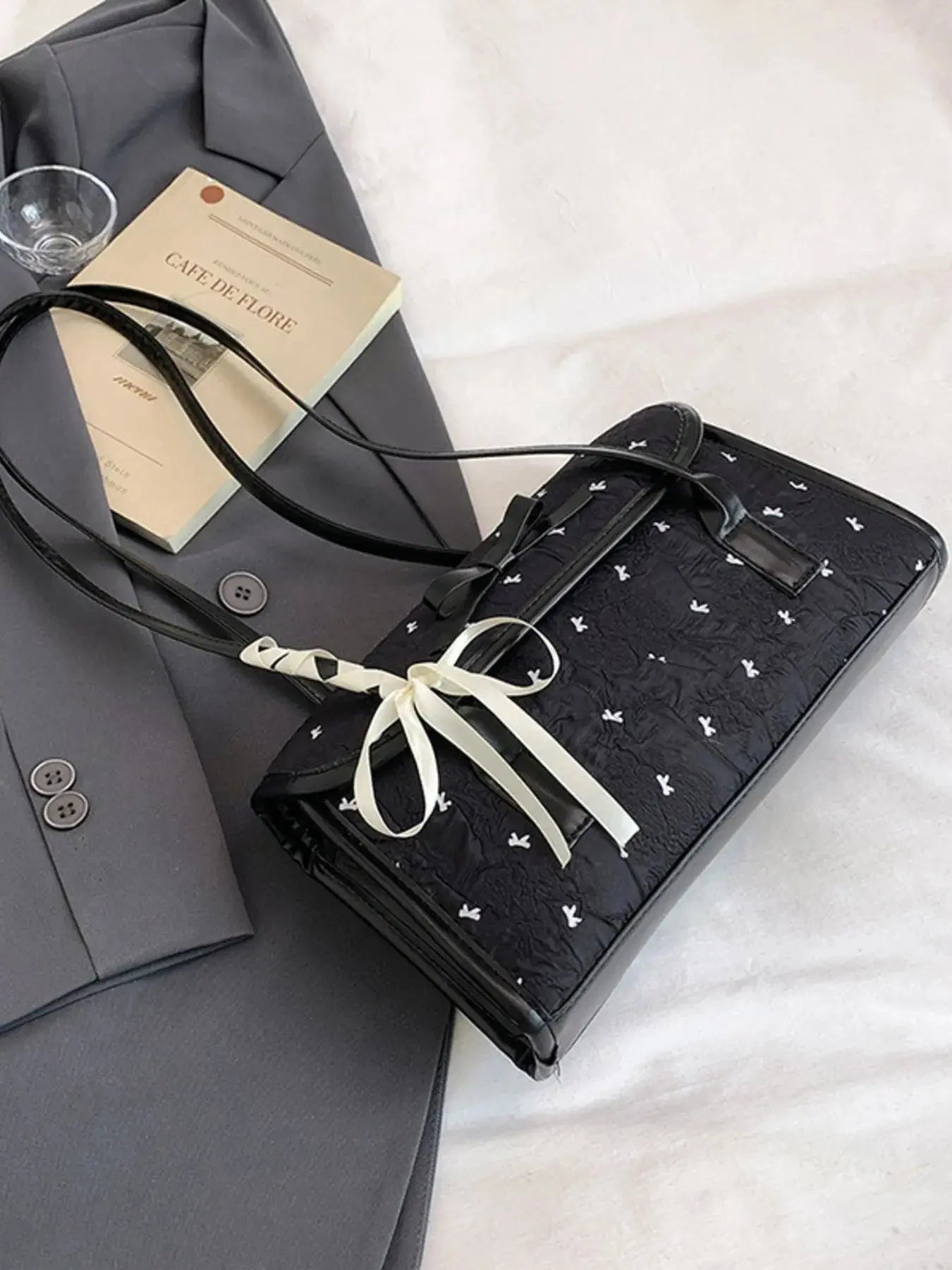 Bow PU Leather Shoulder Bag - Femlinza