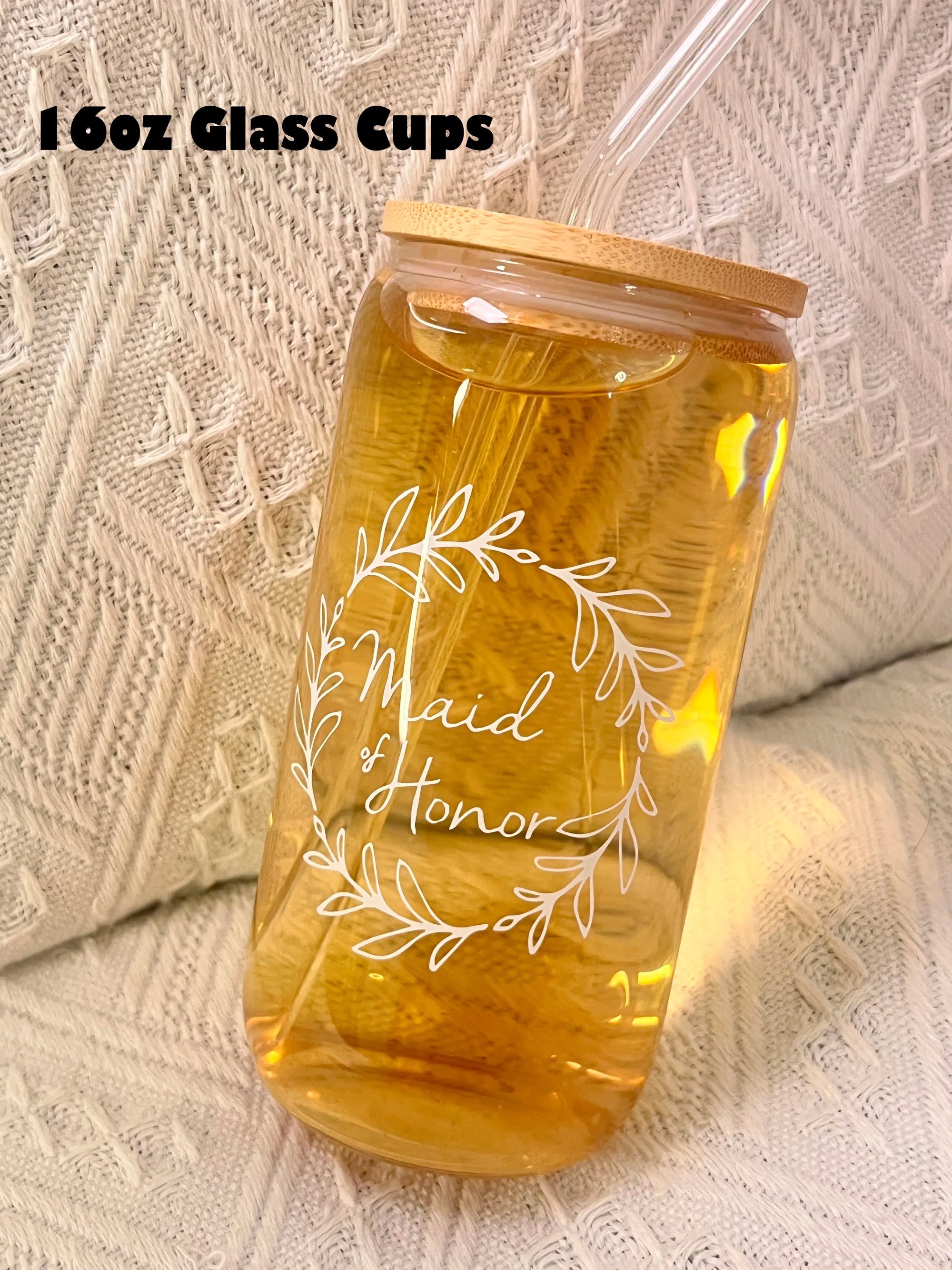 Bridesmaid Proposal Gift Set – 16oz Glass Cup, Makeup Bag & Accessories - Femlinza