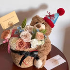 Children's Gift Bear Doll Bouquet Eternal Soap Flower Bucket Bouquet Birthday Gift Valentine's Day Gift Cute Bouquet Ornament - Femlinza